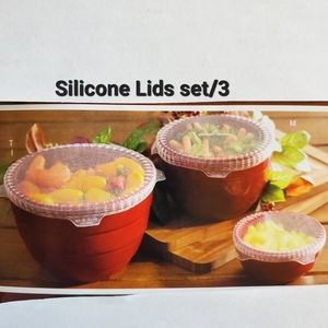 Silicone stretch clear Lids set of 3 to cover bowls Celebrating Home NOS 3 sizes